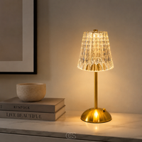 OCS - Blom LED Vintage draadloze Tafellamp - Luxe Kristallook met Gouden Frame