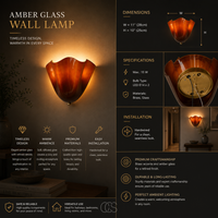 OCS - Bellino sculpturale wandlamp van amberkleurig glas