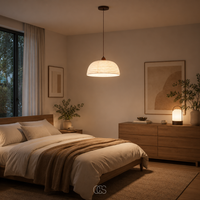 OCS - Trampa Japandi Hanglamp van Hout en Linnen - warme sfeerverlichting