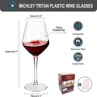 MICHLEY 2/4/6PCS Unbreakable Tritan Plastic Wine Glass Picnic Set Reusable Luxury For Party Barware Outdoor Dishwasher