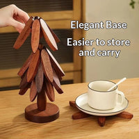 Solid Wood Heat Resistant Pot Mat Anti-scald Table Pad Non-slip Coaster High Temperature Resistant Placemat for Home Kitchen