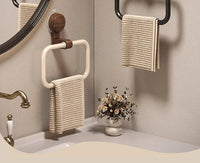 Vintage Walnut Wood Towel Ring with Suction Cup Mount, No-Drill Wall-Mounted Bathroom Towel Holder, Stainless Steel Frame