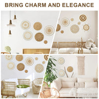 11Pcs Woven Wall Basket Decor Decorative Rattan Wicker Wall Decor Handmade Wicker Wall Baskets Aesthetic Wall Basket Decor Woven