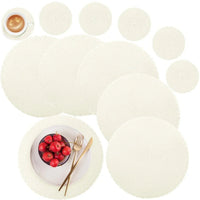 6Pcs Round Table Mat and Cup Coasters Set Woven Ramie Placemats Anti Slip Dining Placemats Non-Slip Tableware Bowl Pads Kitchen