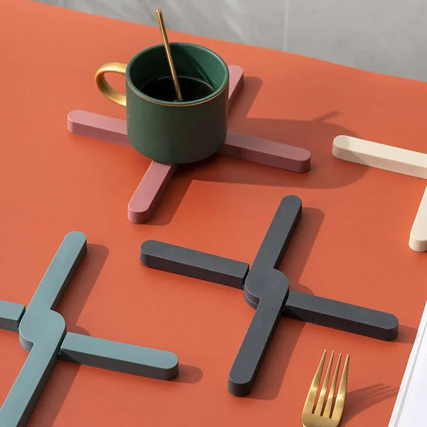 Silicone Heat Resistant Pad Foldable Non-Slip Pot Pan Mat Table Placemat Dish Plate Cross Holder Coaster Kitchen Table Trivet