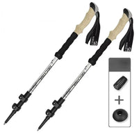 2PCS Aluminum Hiking Sticks Telescoping Trekking Poles Ultralight Portable Climbing walking stick Mountaineering