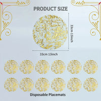 20/100PCS Metallic Foil Placemats 33cm Round Super Thin Disposable Glitter Gold Table Mats For Wedding Birthday Party Home Decor