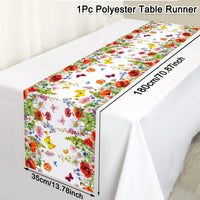 Spring Tulips Flower Fairy Table Runner Spring Summer Kitchen Dining Table Decor for Indoor Outdoor Home Holiday Party Decor