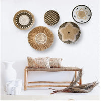 Boho Hand Woven Wall Basket Hanging Home Decorative Rustic Wall Basket Decor Pendants For Kitchen Farmhouse Table Living Room