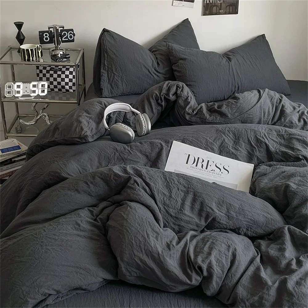 Thick Pure Brushed Bed Sheets, Duvet Cover Set, Four Piece Bedding Set Bed Sheet, Fully Enclosed for Home Gift