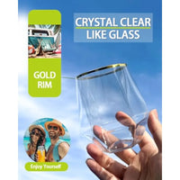 40 Pcak Plastic Stemless Wine cocktail Whiskey Champagne Glasses, 12 Oz Gold Rim Disposable Clear Unbreakable Cups for Party Ba