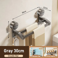 Bathroom Towel Holder without Drilling Hole Suction Cup Wall Mount Two Bar Hand Towel Rack Kitchen Shower Bath Room Towel Shelf