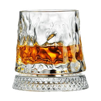 360 Degree Rotating Wine Glasses with Base Clear Old Fashioned Drinkware for Men Dad Husband Gifts, Fun Party Glasses