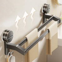 Bathroom Towel Holder without Drilling Hole Suction Cup Wall Mount Two Bar Hand Towel Rack Kitchen Shower Bath Room Towel Shelf