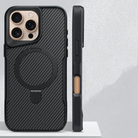 Desert Titanium metal holder carbon fibre magnetic phone case for iPhone 16 15 14 13 12 Pro Max magsafe charging armor hard case