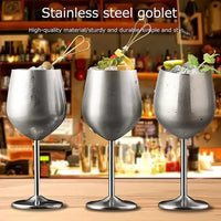 500ML Stainless Steel  Unbreakable Tall Champagne Glass Bar KTV European Style Goblet Glass Goblet Metal Red Wine Cocktail Glass