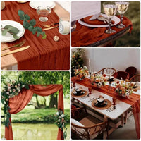 Boho Style Cheesecloth Table Runner – Romantic Decor | Long Gauze Sheer Table Runner | Elegant Scene Decor for Weddings | Home Accents