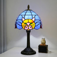 Midnight Cat Stained Glass Table Lamp