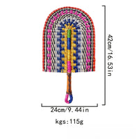 2025 New Hot-selling Seagrass Woven Straw Fan Wall Hanging African Element Wind Wall Decoration Daily Summer Hand Crank Pu