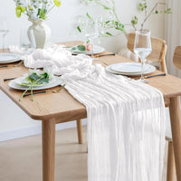 1/2/4/6Pack CheeseCloth Table Runner,40x270cm Boho Gauze Fabric Rustic Sheer TableRunner for Wedding Bridal Shower Party Banquet