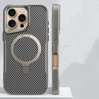 Desert Titanium metal holder carbon fibre magnetic phone case for iPhone 16 15 14 13 12 Pro Max magsafe charging armor hard case