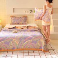 1pc 100%Cotton Three-layer Gauze Blanket Flower Printed Towel Blanket for Beds Single/Queen Size Plaids for Summer Bedspread