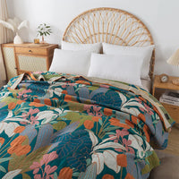 New Flowers Cotton Blanket Bedspread Single Double Home Decor Sofa Cover Summer Cooling Quilt Nap Blanket Cover Soft Bed Sheet
