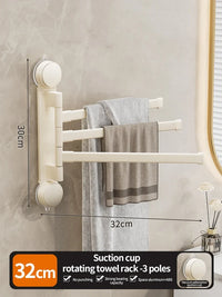 No Need To Drill Suction Cup rotating towel rack multi-bar folding rack towel rack Bathroom bath towel rack Kitchen storage rack
