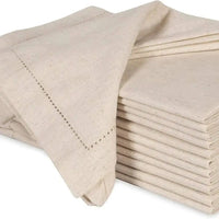 White Cloth Napkins - 12 Piece Pack | Cotton Linen Napkins | Dinner Table Napkins | Elegant Wedding Table Napkins Set | Restaurant Napkin Cloth