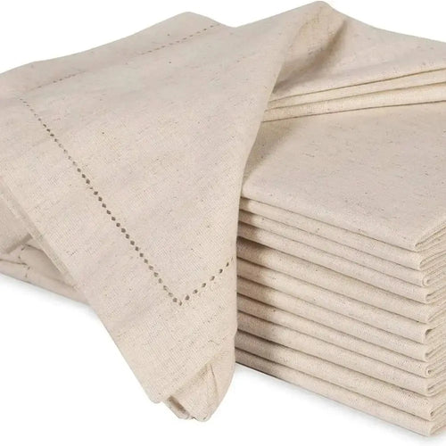 White Cloth Napkins - 12 Piece Pack | Cotton Linen Napkins | Dinner Table Napkins | Elegant Wedding Table Napkins Set | Restaurant Napkin Cloth
