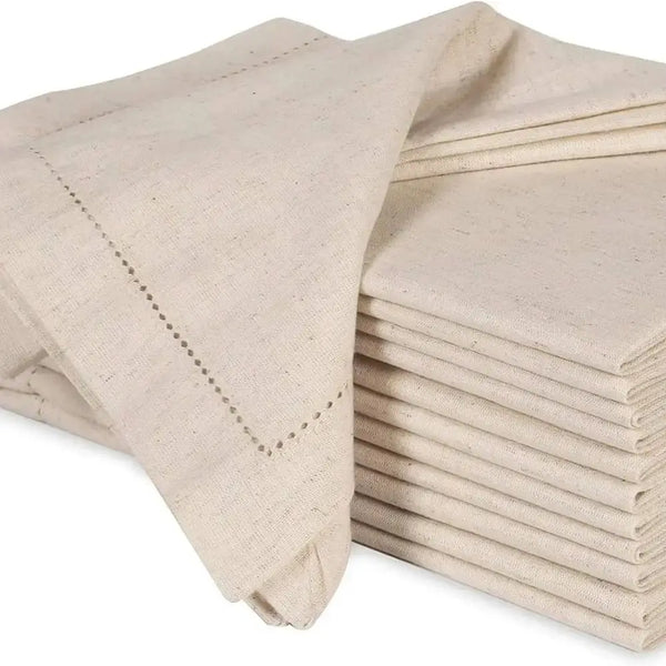 White Cloth Napkins - 12 Piece Pack | Cotton Linen Napkins | Dinner Table Napkins | Elegant Wedding Table Napkins Set | Restaurant Napkin Cloth