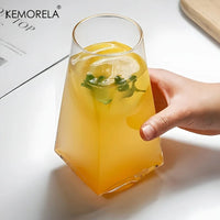 1/2PCS Glass Cup 500ML Geometrical Highball Glasses Crystal Reusable Machine Washable Multipurposefor Water Cocktail Beer Juice