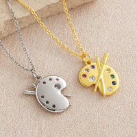 Artist Palette Gemstone Pendant Necklace