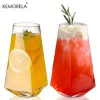 1/2PCS Glass Cup 500ML Geometrical Highball Glasses Crystal Reusable Machine Washable Multipurposefor Water Cocktail Beer Juice