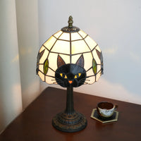 Midnight Cat Stained Glass Table Lamp