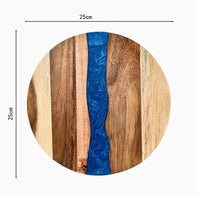 Wood Resin Charcuterie Board, Resin Cutting Board for Kitchen and mini bar, for meat,Cheese, Bread, Vegetables, Fruits,roundness