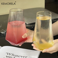 1/2PCS Glass Cup 500ML Geometrical Highball Glasses Crystal Reusable Machine Washable Multipurposefor Water Cocktail Beer Juice