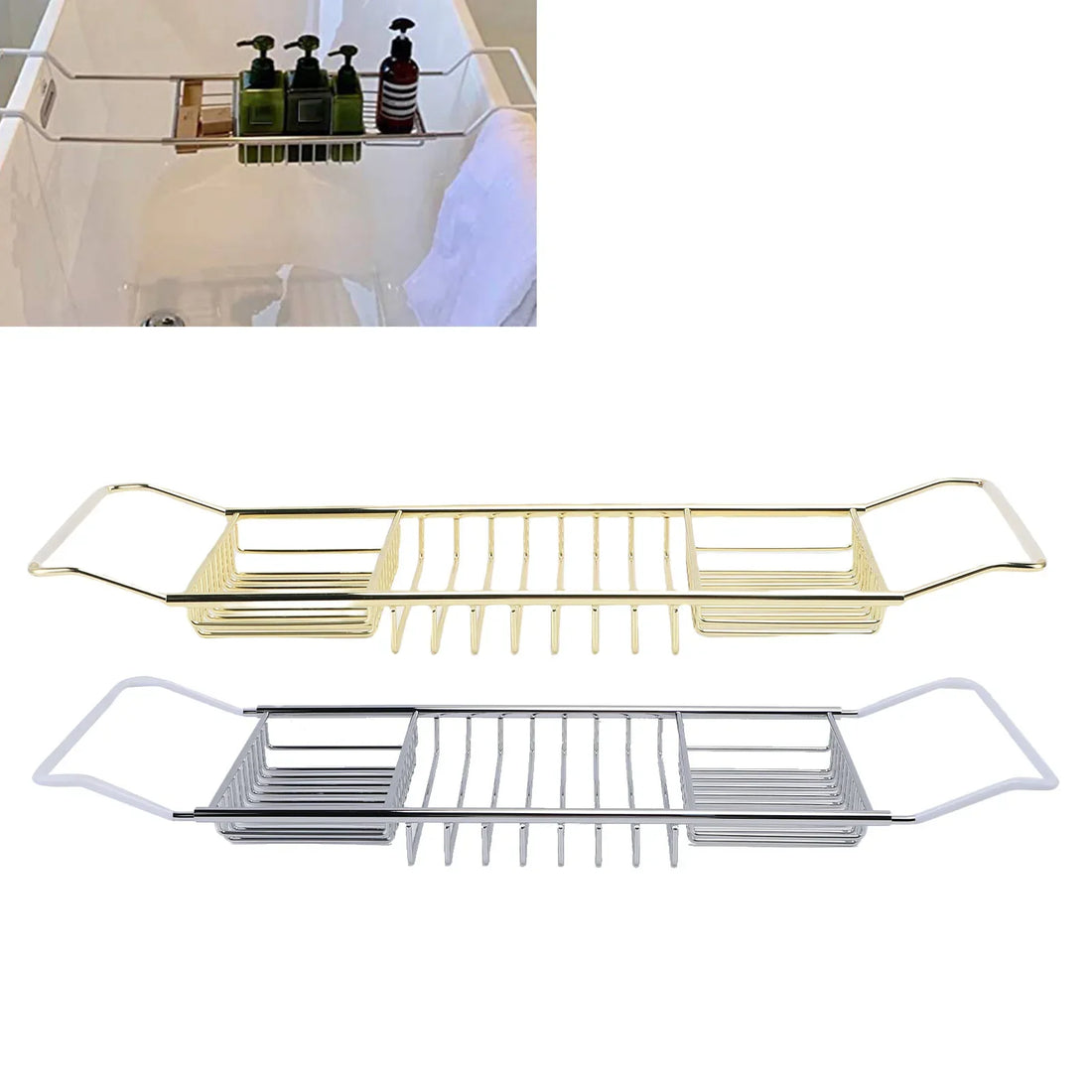 Bathtub  Tray Stainless Steel Expandable Shower Tub Tray for Luxury Bath Bathroom Accessories Expandable Bathtub Tray