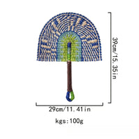 2025 New Hot-selling Seagrass Woven Straw Fan Wall Hanging African Element Wind Wall Decoration Daily Summer Hand Crank Pu
