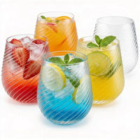 40 Pcak Plastic Stemless Wine cocktail Whiskey Champagne Glasses, 12 Oz Gold Rim Disposable Clear Unbreakable Cups for Party Ba