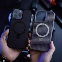 Desert Titanium metal holder carbon fibre magnetic phone case for iPhone 16 15 14 13 12 Pro Max magsafe charging armor hard case