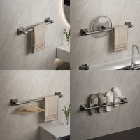 Space Aluminum Towel Rod Self-Adhesive No-Drilling Bathroom Kitchen Hand Towel Holder Plastic Base Sticky Installation