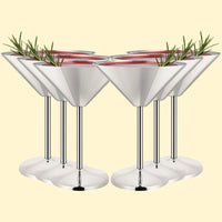 6Pcs Elegant Martell Wine Glasses 200ml Unbreakable Metal Stainless Steel Cocktail Martell Wine Glass Cups for Party Bar Wedding