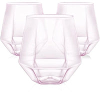 40 Pcak Plastic Stemless Wine cocktail Whiskey Champagne Glasses, 12 Oz Gold Rim Disposable Clear Unbreakable Cups for Party Ba