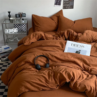 Thick Pure Brushed Bed Sheets, Duvet Cover Set, Four Piece Bedding Set Bed Sheet, Fully Enclosed for Home Gift