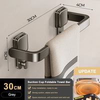 Suction Cup Folding Bathroom Hand Towel Rack Towel Holder Wall Mount No Drill Mount 30/40/50cm Towel Bar Apartment