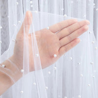 Pearl Chiffon Table Runner 80x300cm Semi Transparent Gauze Mesh Table Cloth for Wedding Bridal Shower Party Dining Decoration