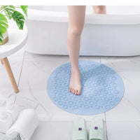 Bathroom Mat Anti-slip Sucker Round PVC Bath Mat with Drain Hole Silicone Bathing Rugs Foot Massage Pad Bathtub Soft Shower Mat