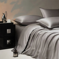 Luxury Bamboo Bedding Set with Duvet Cover Bed Sheet Pillowcases Solid Color 100% Bamboo Viscose Bedsheet Double Queen King Size