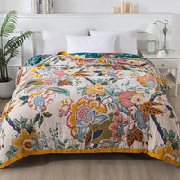 New Flowers Cotton Blanket Bedspread Single Double Home Decor Sofa Cover Summer Cooling Quilt Nap Blanket Cover Soft Bed Sheet